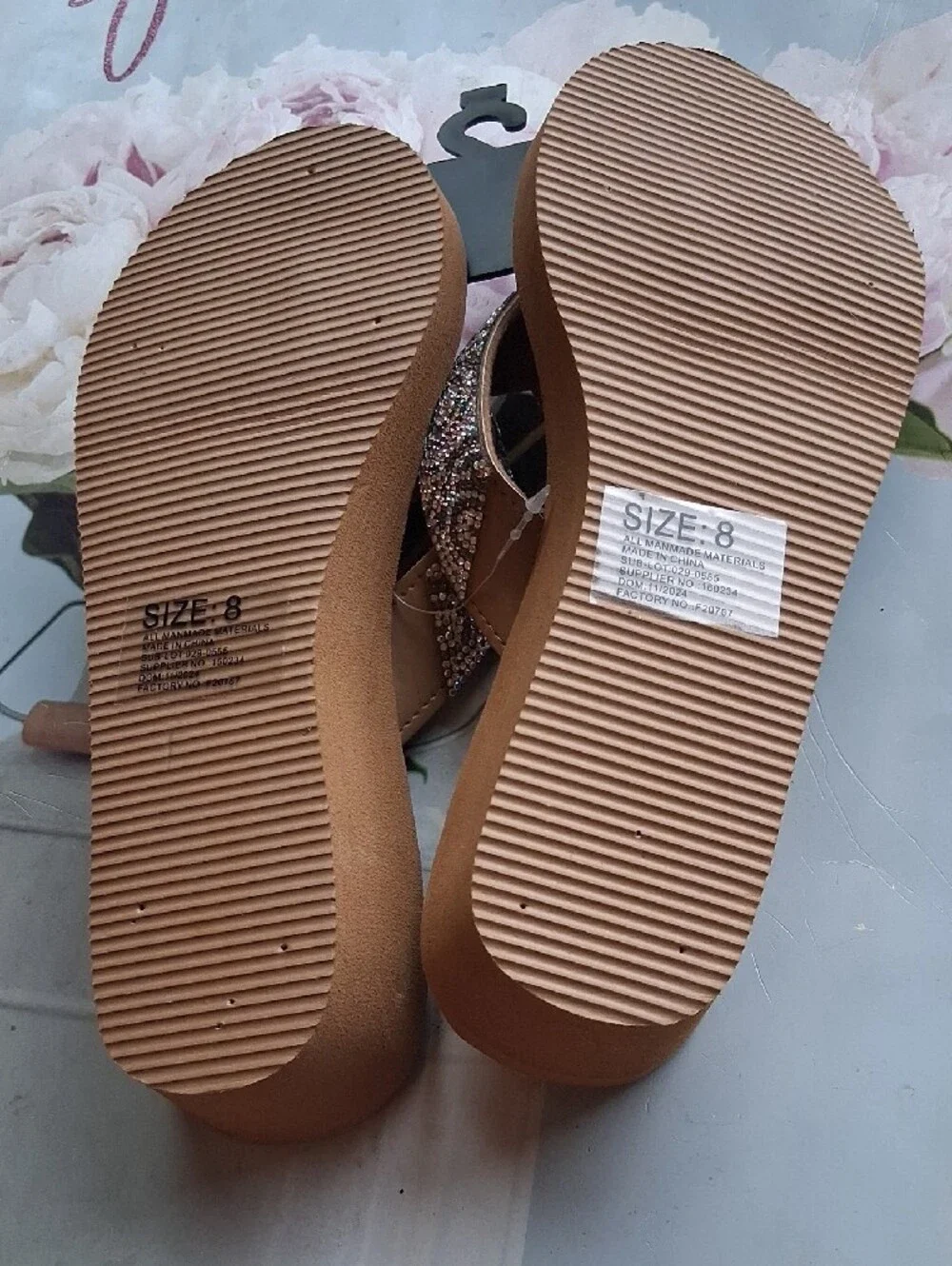 Mixit Tan Rhinestone Wedge Sandals